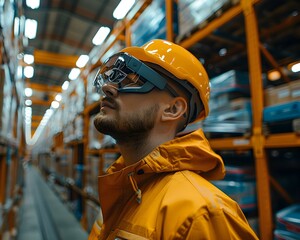 Warehouse Worker Using Augmented Reality Glasses for Efficient Logistics
