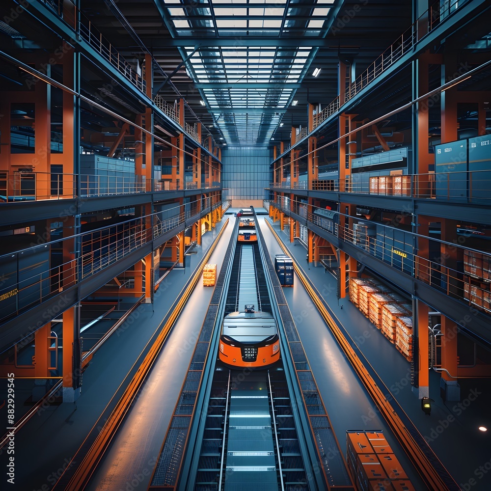 Poster automated warehouse with advanced conveyor and sorting system for efficient logistics