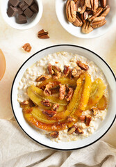 Caramelized banana oatmeal bowl