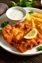 Wiener schnitzel with potato fries