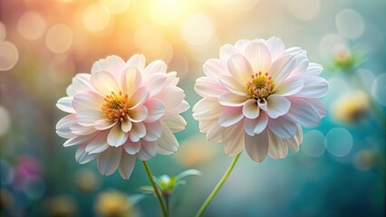 Fototapeta premium Close-up of two soft, delicate flowers with blurred background, Flowers, delicate, soft, close-up, beauty, nature, petals, botany