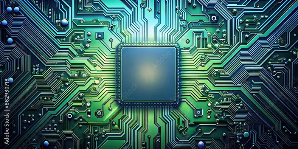 Poster Circuit board background with electronic components , technology, computer, hardware, motherboard, connection