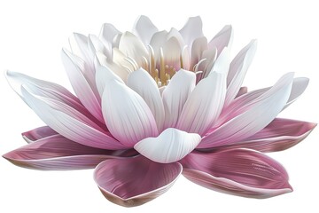 Pink-purple Lotus flower on lotus leaf with white background, Isolated, copy space.