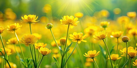 Bright yellow flowers of Sch?llkraut blooming in a meadow, medicinal plant, herbal remedy, nature, wildflower, spring