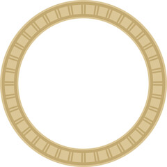 Vector golden round Egyptian ornament. Circle, frame, ring of ancient Egypt.Pattern of lotus flowers and su