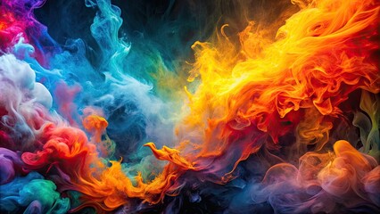 Colorful abstract painting featuring flames and smoke , fire, abstract, art, painting, vibrant, colorful, hot, heat, blaze
