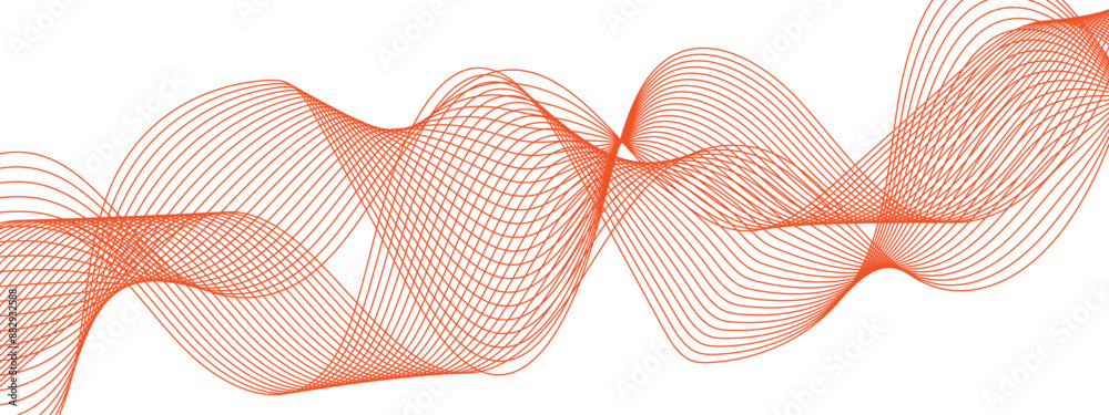 Aufkleber Abstract orange Wave Pattern Background with Geometric Lines. Wavy tech lines used for Design element for technology, science and template. lines with Curved smooth stripes. 