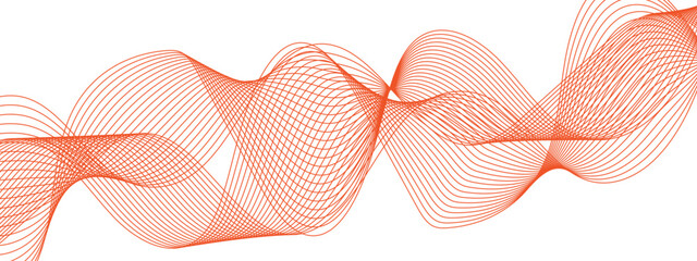 Abstract orange Wave Pattern Background with Geometric Lines. Wavy tech lines used for Design element for technology, science and template. lines with Curved smooth stripes. 
