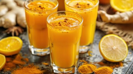 Golden Turmeric Drink with Lemon and Ginger