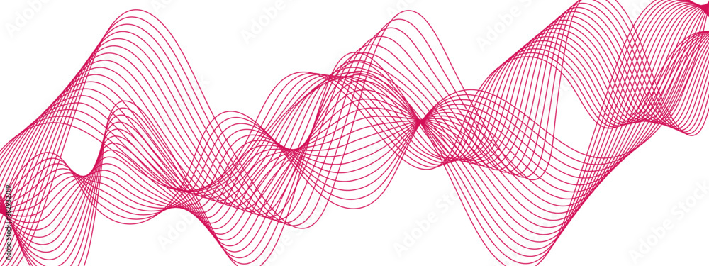 Aufkleber Abstract Pink Wave Pattern Background with Geometric Lines. Wavy tech lines used for Design element for technology, science and template. lines with Curved smooth stripes. 