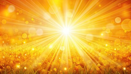 Bright sunbeams shining on a vibrant yellow and orange summer background , sunny, sunshine, sun rays, vibrant, summer, background