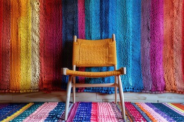 Colorful Knitted Wall with Chair