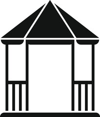 Simple gazebo with pointed roof providing shelter in a public park