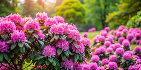 Beautiful rhododendron shrub in full bloom during spring, rhododendron, flowers, spring, blooming, garden, nature, colorful