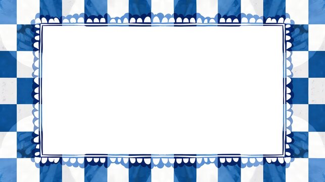 Blue and white checkered frame with white background