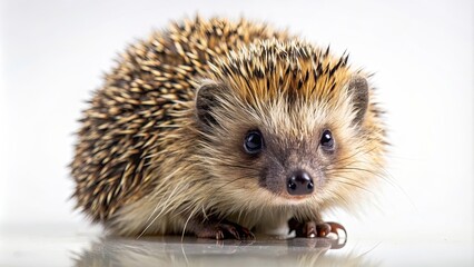 Obraz premium Close up of an isolated hedgehog, hedgehog, prickly, cute, spines, animal, wildlife, close-up, isolated, quills, mammal, adorable