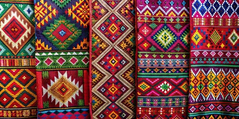 Colorful and intricate Iban traditional fabric also known as pua kumbu , Iban, traditional, fabric, textile, Malaysia