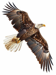 Fototapeta premium Majestic Eagle soaring high in the sky, isolated on a clean white background
