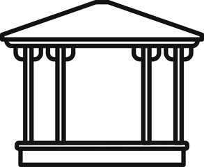 Simple line art illustration of a gazebo with a podium, perfect for representing outdoor relaxation