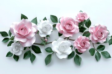 Fototapeta premium watercolor pink rose flower bouquet for valentines day