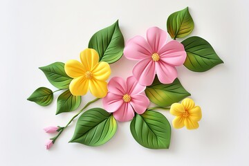 Colorful Plumeria flowers isolated on white background