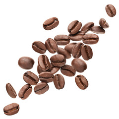 Spilled coffee beans isolated