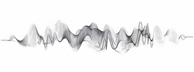Fototapeta premium One Line Art of simple audio wave, vector illustration on white background, simple design, minimalism, flat art style, simple lines, vector graphic, white space around the elements, centered in canvas