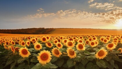 Fototapeta premium Sunflower field stretching to the horizon