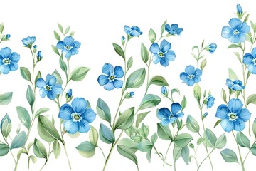 Fototapeta premium Blue pansy flowers on a white background. 