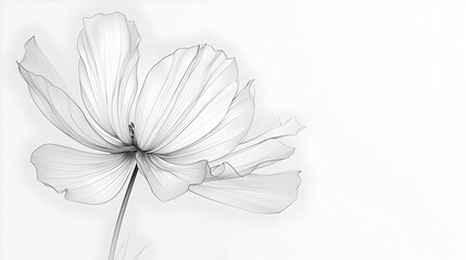 Minimalist Line Art of Delicate Flower Petals on White Background with Sleek Modern Aesthetic