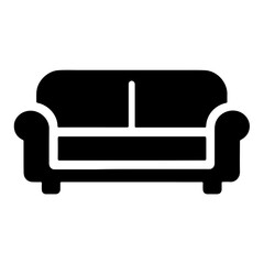 "Stylized Sofa Icon: Elegant Black and White Home Furniture Graphic"