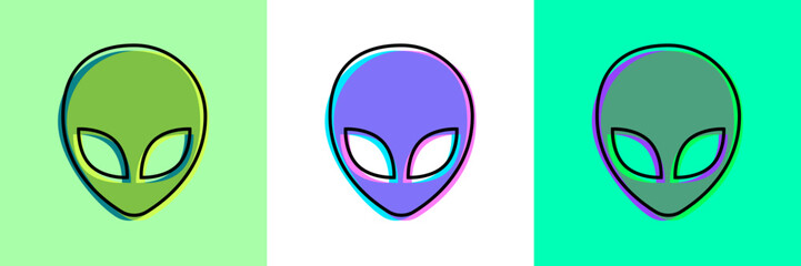 Alien Kopf Vektor Logo Design Set