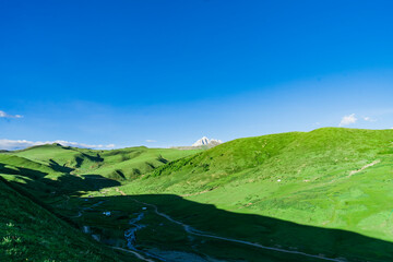 landscape with mountains and blue sky