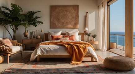 Boho bedroom interior