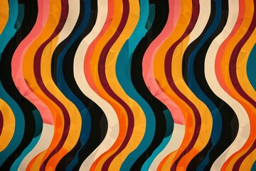 A retro pattern with very bold colorful bent stripes