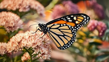 Fototapeta premium Close-up of a monarch butterfly on a flower