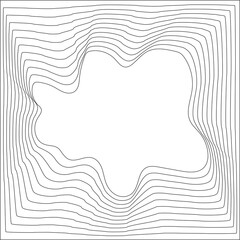 Square frame emblem blending wavy line shape, banner, logo, symbol