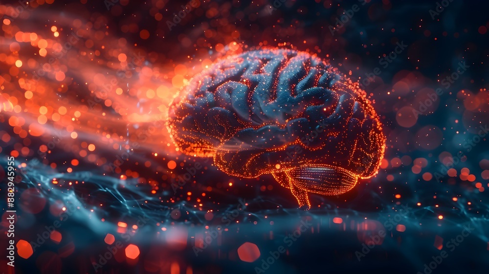 Poster fractal brain symbolizing infinite complexity and detailed thought