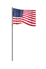 Obraz premium The American flag waves proudly against a stark white background, symbolizing freedom and unity.