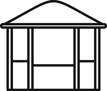 recommend clip art: Simple wooden gazebo structure with a pitched roof, ideal for outdoor relaxation and recreation