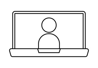 Icono negro de ordenador portátil con perfil de usuario