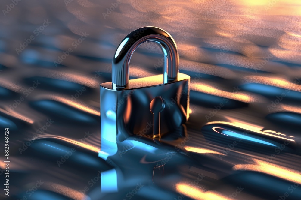 Aufkleber glowing neon-colored padlock a 3d icon representing a padlock or security