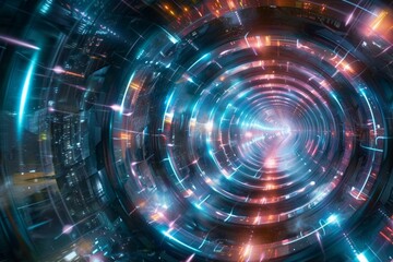 hyperspace tunnel with tech elements 