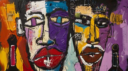 Abstract Portrait Painting of Two Figures