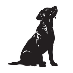 Dog silhouette. Vector silhouette of dog on white background. black dog isolated on white background. cutout dog. hand drawn design. vector illustration.