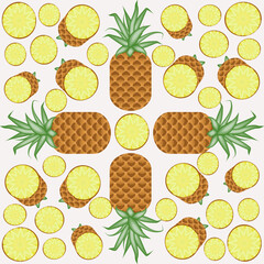 pineapple seamless pattern. Decorate your design with a seamless pineapple pattern! Juicy, skinned, yellow-fleshed slices ideal for summer projects, fabric prints and digital backgrounds.
