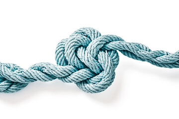 Fototapeta premium Blue Rope Knot on White Background