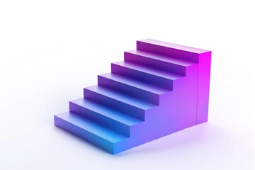 Abstract 3D Rendering of Stairs in Gradient Colors