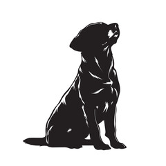 Dog silhouette. Vector silhouette of dog on white background. black dog isolated on white background. cutout dog. hand drawn design. vector illustration.