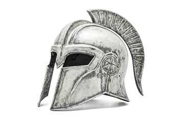 Silver Spartan Helmet Isolated on White